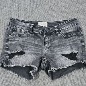 BKE Black Jean Shorts Distressed Raw Hem